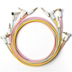 myVolts audio cables 6-pack, 3.5mm straight jack to 3.5mm angled jack, all colours